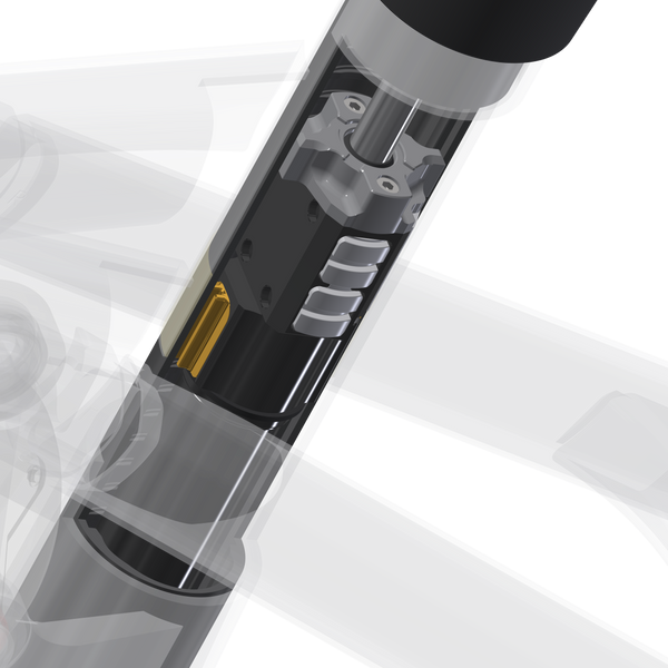 Bild zeigt das Schnittbild einer mechanischen NGS2 Teleskopsattelstütze von Eightpins. 